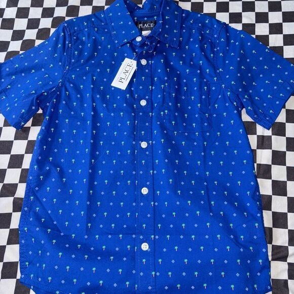 The children’s place palm tree outfit shorts size 7-small stain shirt nwt 7/8 - Picture 4 of 5